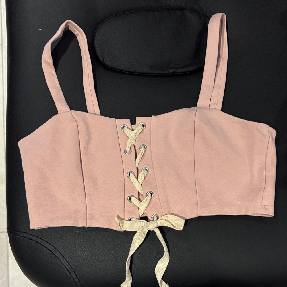 Solemio Blush Lace-Up Bustier/crop top